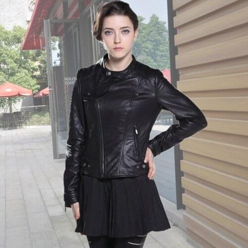 Shipping,cool fashion Free Genuine leather women slim jackets.motorbiker Asian size female sheepskin jacket Suede