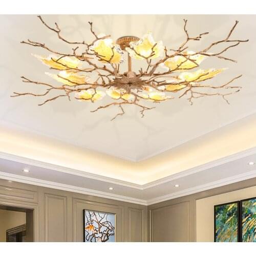 All copper ceiling lamp America style bed room simple Chinese style round original romantic vintage branch lamp