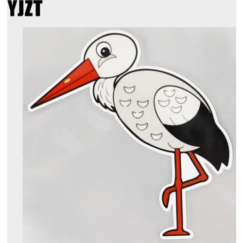 YJZT 12.6CM×12.8CM Cartoon Animal Bird Crane Isolated Decal PVC Car Sticker 11C-0318