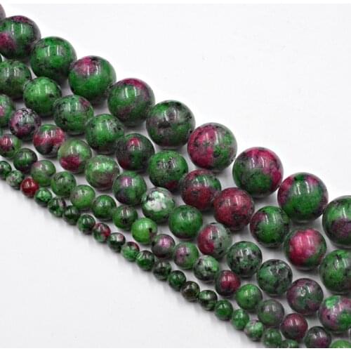 Natural Stone Red/green Epidote Zoisite Round Beads Wholesale Loose Beads for Jewelry Making Accessorie 4-12mm DIY Free Shipping