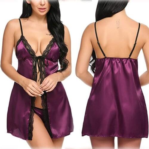 Top Fashion Sexy Lace Womens Sling Nightdress European And American Sexy Lingerie Blue Purple Wine Red S M L XL XXL
