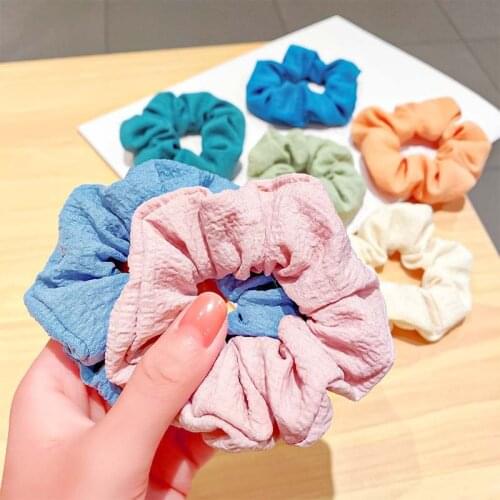 New Women Elegant Soft Solid Scrunchie Ponytail Holder Fashion Sweet Hair Tie Headband Hair Bands Hair Accessories Headwear