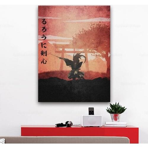 Ruroni Kenshin Poster Manga Poster Canvas Wall Art Decoration prints for living Kid Children room Home bedroom decor painting
