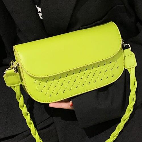 Simple Small Leather Crossbody Bags Solid Color Square Womens Bag 2021 Fashion Flap Handbags Female Weave Leather Shoulder Bags