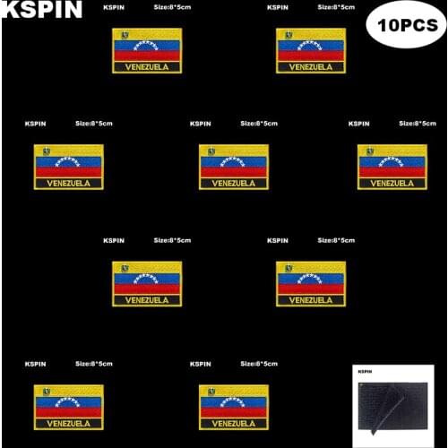 Rectangle National Flag Patch Hook Loop Venezuela Badges Armband 3D Stick on Jacket Backpack Stickers