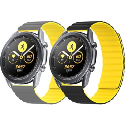 Leather link strap For samsung galaxy watch 42/46mm/active2 Magnetic loop Bracelet huawei watch gt 2-2e-pro 20mm 22mm watchband