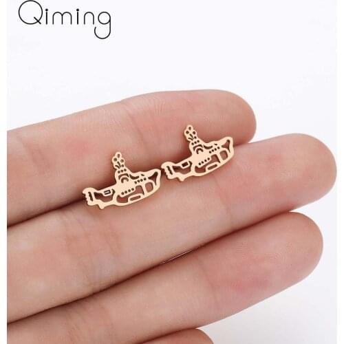 2020 New Submarine Stud Earrings for Women Kids Ocean Boat Ship Piercing Gold Earrings Fashion Jewelry Birthday Party Gift