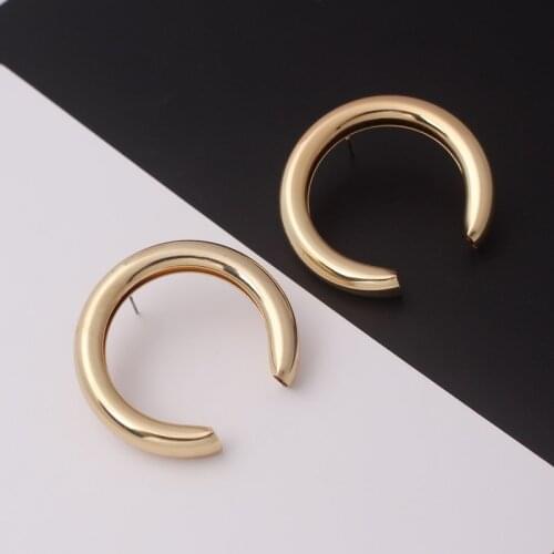 50mm Minimalism Round Circle Aros Drop Earrings for Women Large Glossy Smooth Tube Brincos Statement Wedding Party Jewelry Gift