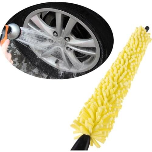 Car Wheel Brush Practical Handle Yellow Sponge Cleaning Tire Rim Brush Tool