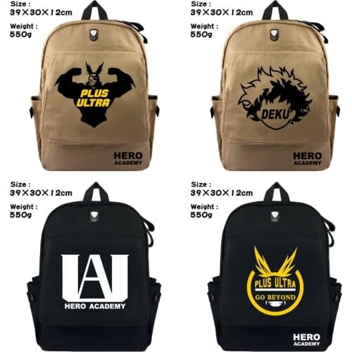Anime My Hero Academia Student Backpack Casual Rucksack Fashion Cell Phone Pocket Canvas Shoulders Travel Bag Unisex School Bag