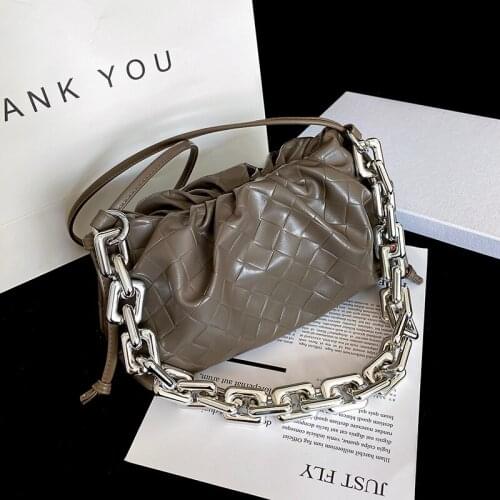 Thick Metal Chain PU Leather for Women 2021 Winter Armpit Bag Lady Shoulder Handbags Female Travel Hand Bag
