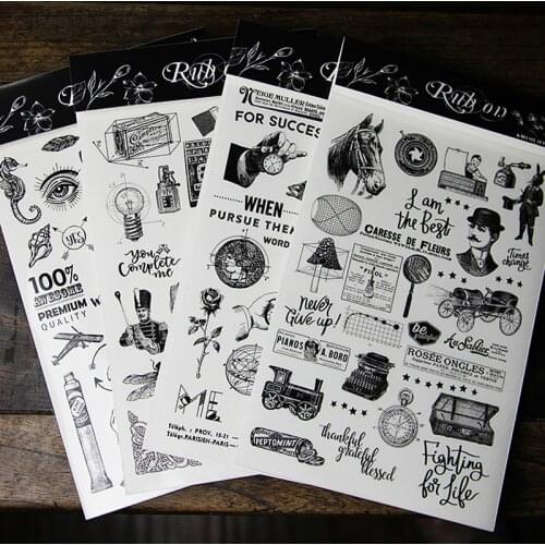Vintage European Printed Paper Sticker Rub On Stickers Set For Scrapbooking Happy Planner Diy Card Making Journaling Project