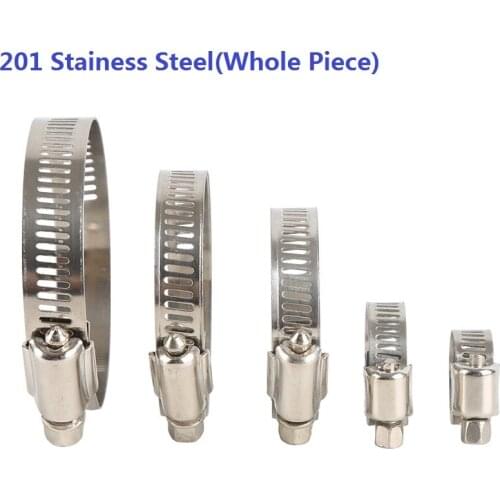 100PCS/lot) Stainless Steel Drive Hose Clamp Tri Clamp Adjustable Fuel Line Pipe Worm Gear Clip Clamp Tube Fasterner Width 8mm