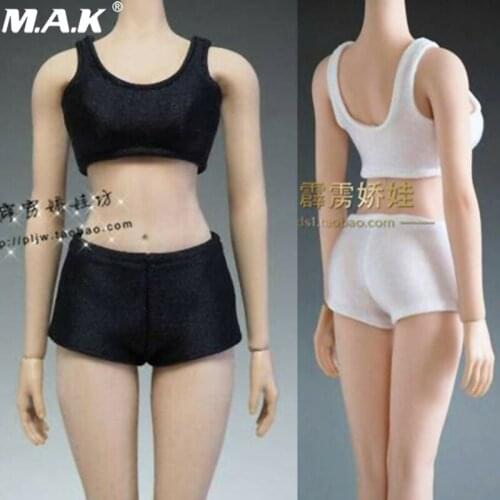 1/6 Scale Female Top Vest + Short Pants Tight Black Clothing Suit For 12-inch PH Figure Body Doll