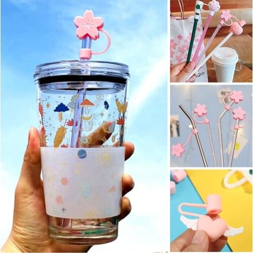 1pcs Creative Airtight Reusable Straw Tips Drinking Dust Cap Cup Accessories Silicone Straw Plug Cartoon Plugs Cover NEW