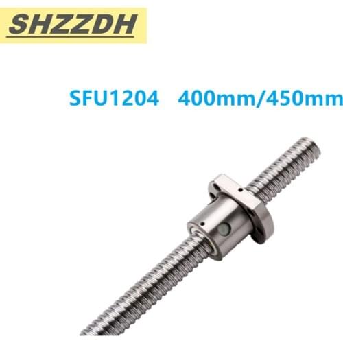 1 piece SFU1204 400/450mm length machined/unmachined ball screw with 22mm ball nut for BK/BF10 EK/EF10 FK/FF10 CNC accessories