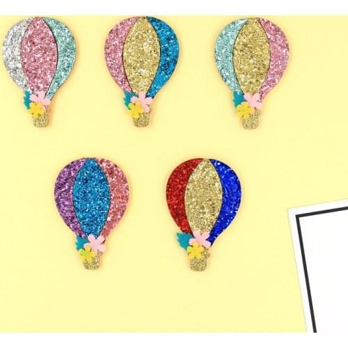 10PCS/Lot Multi Color Hot Air Balloon Padded Applique Crafts for Children Headwear Hair clip Accessories