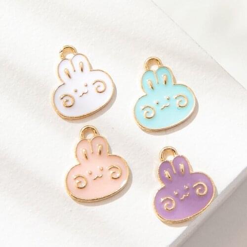 10Pcs Enamel Gold Color Rabbit Charm Pendant for Jewerly DIY Making Bracelet Women Necklace Earrings Accessories Findings Craft