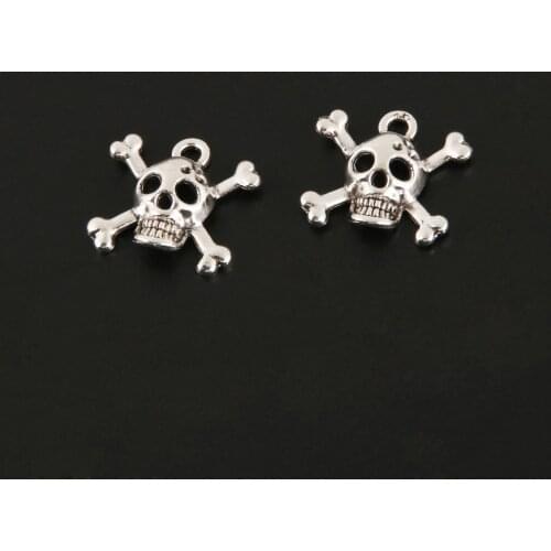 15pcs Charms Skull Skeleton Bone Silver Color Pendants For Bracelet Necklace Jewelry Making Handmade