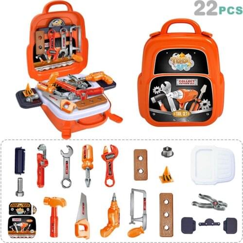 22Pcs Kids Toolbox Toys Boy Electric Drill Screw Simulation Family Maintenance Tool Set Learning Tool Kit With Storage Case Bag