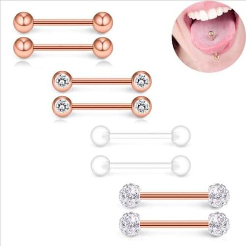 4 pairs/lot Surgial Steel Punk Bar Tongue Ring Studs Labret Piercing Woman Cartilage Lip Helix Stud Earrings Piercing Jewelry