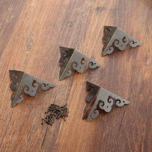 4pcs Antique Bronze Corner Decorative Protectors Jewelry Wood Box Feet Leg Corner Protector Guard Decorative Table Bracket