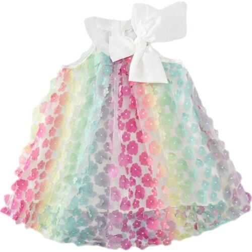 Shining Girls New Fashion Dresses 2021 Rainbow Summer Children Princess Dress Little Girl Flower Chiffon Tulle Tutu Dresses
