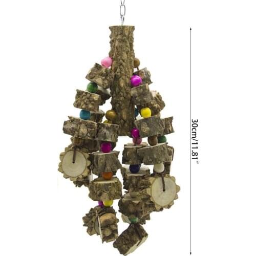 Large Parrot Toys Natural Wood Bird Chewing Toys Parakeet cage Hammock Hanging 37MF