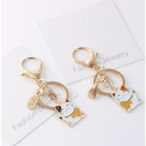 2021 Japan Anime Maneki Neko Lucky Cat Fortune Sakura Keychain Key Chain Car For Women Bag Pendent D687