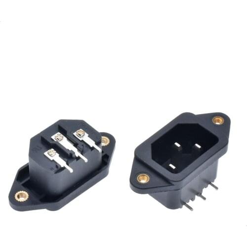 PC+Copper Right Angle 3P IEC 320 C14 Male Plug Panel Power Inlet Sockets with Screw on Mounting 10A for electrical motorbike