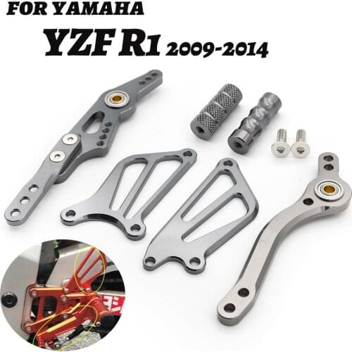 CNC Adjustable Motorcycle Rearset Foot Peg Brake Rear Gear Shift Shifter Lever + Wing For Yamaha YZF-R1 YZFR1 YZF R1 2009-2014