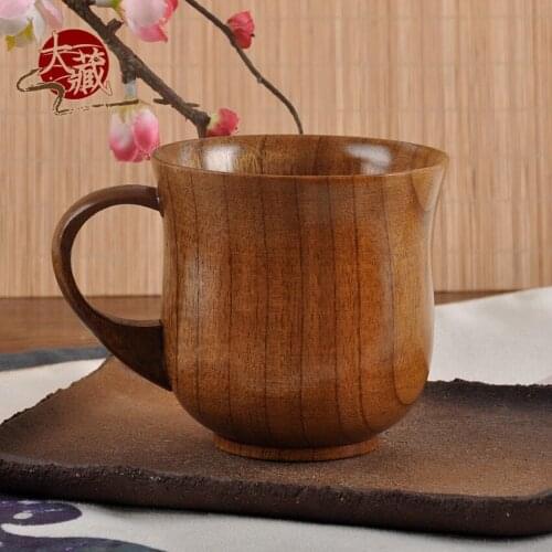 Jujube wood, Japanese style wine cup with handle, whole wooden belly cup, lovely couple cup, can be customized