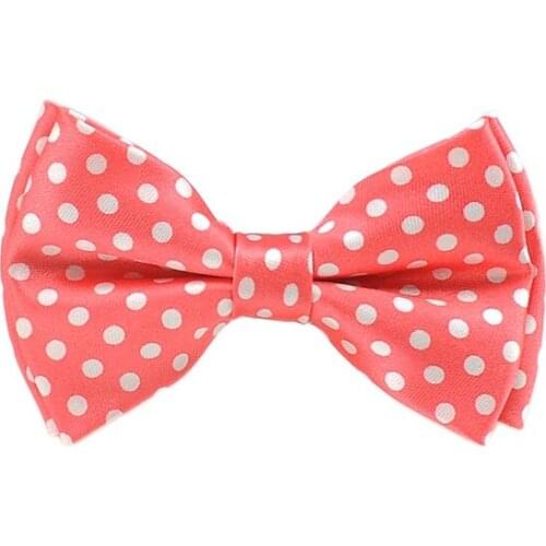 Coral with White spots Bow tie Boys Girls Kids"Polka Dot "Tuxedo Dress Cute Bow tie Butterfly Knot Gift Cravat Dropshipping