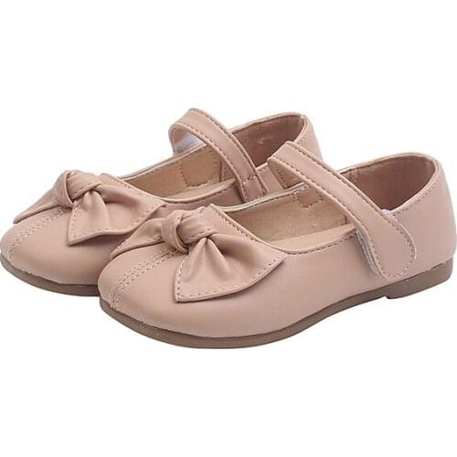 Girls' Leather Shoes 2021 Autumn New Children Bow-knot Princess Shoes Korean Style Baby Fashion Soft Sole Shoes Sweet for Party