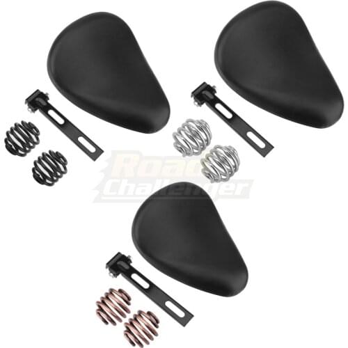 Leather Motorcycle Drive Solo Seat +3" Spring Bracket For Harley /Honda/Yamaha/Kawasaki Chopper Bobber Custom Black