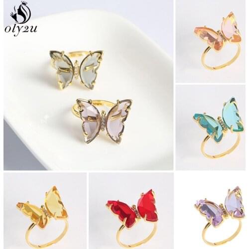 Fashion Colorful Lovely Butterfly Rings for Women Girls Statement Jewelry Bohemian Adjustable Animal Finger Ring Jewellery 2020