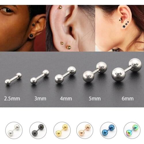 5pcs Stainless Steel Cartilage Stud Earrings for Women Tragus Helix Bar Barbell Ring Ear Piercing Body Jewelry 16G Earing Sets
