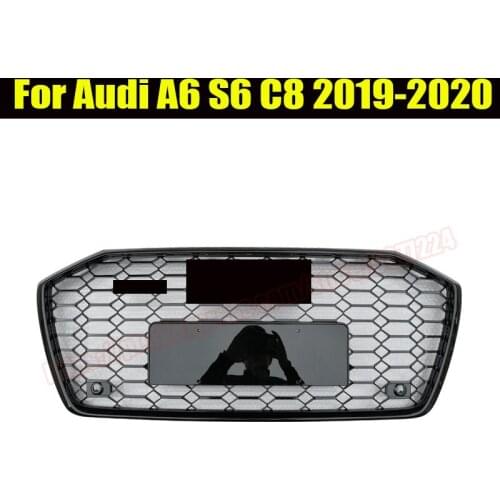 For rs6 style sport front hex mesh honeycomb Silver grill cover For Audi A6 S6 C8 2019 19 2020 20 RS6 Style car accessories