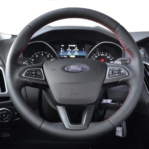 Hand stitched Genuine Length cover on the steering wheel car covers for Ford Focus 2 3 2015 2017 kuga / Escape 2017