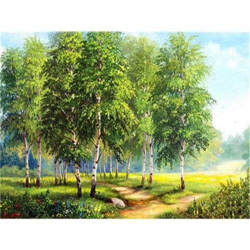 Landscape Tree Printed Water-Soluble Canvas 11CT Cross Stitch Kit DIY Embroidery DMC Threads Sewing Hobby Craft Magic