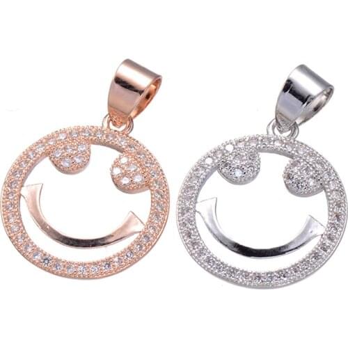 Lucky and Fashion Rose Gold Smiling Pendant Charms For DIY Women Bracelet and Necklace Findings Accessories Gift For Best Friend