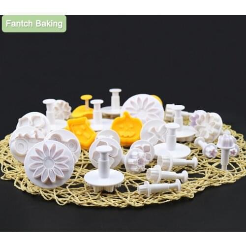 Many Kinds Desserts Biscuit Mould Cookies Fondant Cutter Plastic Molds Plunger Forms For Cake Decorating DIY Kitchen Baking Tool