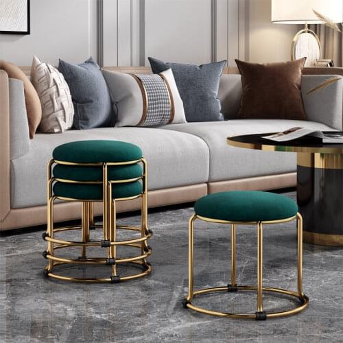 Luxury Ottoman Stool Chair Living Room Hotel Household Furniture Padded Stool Office Footrest Fashion Solid Colour Shoes Chair