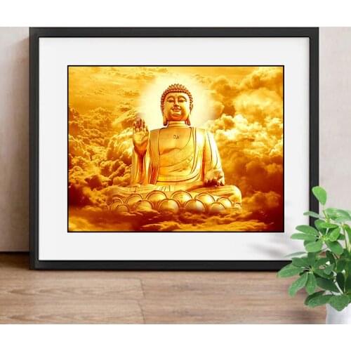 Needlework Diamond Mosaic Religion Full Square Diamond Embroidery Buddha Pattern Wall Art Painting