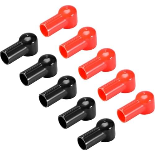Uxcell Battery Terminal Insulating Rubber Protector Covers for 20mm Terminal 15mm Cable Red Black 5 Pairs