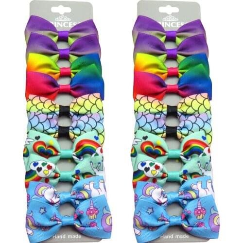 20PCS/Lot Lovely Rainbow Bows Hairpins Grosgrain Ribbon Bows Clips 2020 Korean Creativity Hair Accessories For Baby Girls NEW