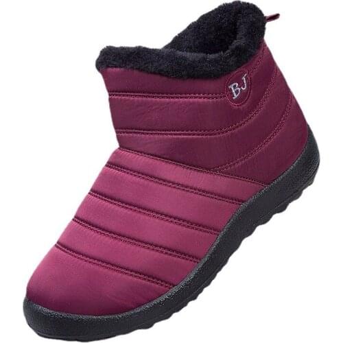 Womens Boots Snow Boots Winter 2021 Autumn and Winter New Womens Cotton Shoes Non-slip Waterproof Zipper Wear-resistant