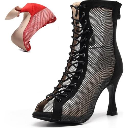 Women High Top Latin Dance Shoes Black High Heel Ballroom Salsa Dancing Shoes for Party Wedding Sandals for Summer Girls 2020