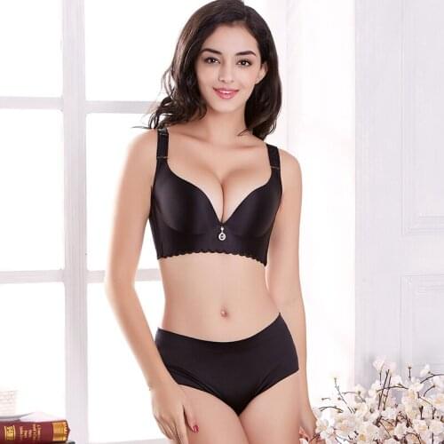 Plus Size Seamless Bra Set for Women Sexy Big Size Seamless Wireless Thin Push Up Bras Set Ladies Brassiere 50 48 46 44 42 C D E