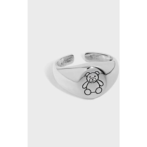 SHANICE 925 Sterling Silver Open Ring Vintage Old Bear Ring For Womens Gifts Party Party Jewelry Gifts Wholesale